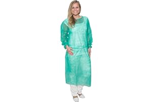 ‎BICAP BICAP 100 Stück Vlieskittel, zum Binden, grün, aus Vlies, Größe 130 x 140 cm (unisize) Profi-Qualität (Schutzkittel Einwegkittel Isolationskittel Einmalkittel Besucherkittel)