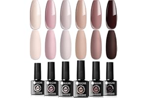 UR SUGAR Smalto Semipermanente Nudo Naturale Pelle Rosa Nude Passione Unghie, Smalti Semipermanenti per Unghie Gel Ottimo Regalo per San Valentino Natalizie 6PCS