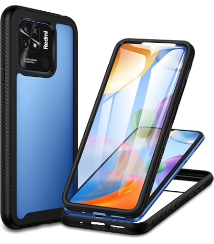 Cover Per Xiaomi Redmi 10C Con Pellicola Protettiva Integrata, Custodia 360° TPU E PC Retro Trasparente - Verde