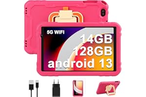 ‎AOCWEI AOCWEI 10 Zoll Kinder Tablet X500 Kids Tablet, 14GB+128GB (512GB TF) Android 13 Tablet for Kind mit Kindgerechte Hülle, Octa-Core, 5MP+8MP Kamera, Google GMS, 8000mAh Eva Schutzhülle-Rose
