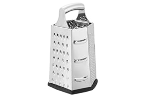 Amazon Basics Robuste Edelstahl-Käsereibe, Sechseckig mit rutschfestem Boden, 22,9 cm, Schwarz(Früher Marke AmazonCommercial)