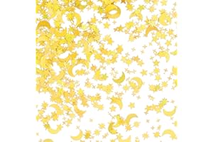 ENLACE Konfetti Tischdeko Geburtstag Glitzer Konfetti,2000 Stück Sterne Mond Streudeko Weihnachten Konfetti,Confetti Hochzeit Partydeko,Gold Pailletten Metallic Konfetti für Tischdeko,Partys DIY