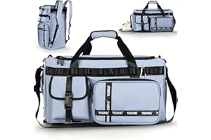 KURT ADLER Gym Bag, 2 in 1 Travel Bag Backpack Overnight Bags, 45L Portable Travel Lightweight Waterproof Travel Luggage Hand Carry Bag for Weekender Sports, Gym, Vacation Weekend Bag for Men Women (Blue)