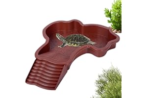 GÉNÉRIQUE Piscine Tortue Terrestre Mangeoire, Plat d'eau Bassin pour Tortue de Piscine avec Rampe, Bol d'eau pour Reptiles avec Échelle, Bassin de Douche pour Terrasse (A)