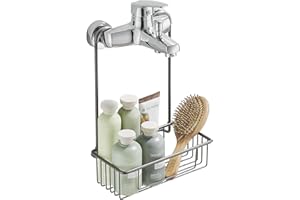 Wopeite Estante de Ducha Colgar, Cesta de Ducha Colgante en el Mezclador de Ducha, Estantería Ducha Jabonera Ducha sin Taladros, Acero Inoxidable & Antióxido, 25 x 13 x 35 cm, Gris
