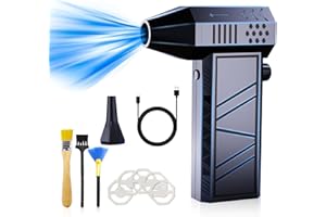 CHJIEXDEC Electric Air Duster, Elektrische Staubgebläse, 150,000 RPM Mini Gebläse, Stufenloses Getriebe Turbo Fan, Druckluft-Staubwedel mit 8000mAh Akku für Computer, Tastatur, Outdoor (150000RPM)