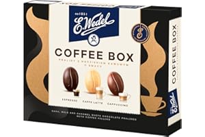 E.Wedel Coffee Chocolate Gift Box | Chocolates Pralines 100g / 3.5oz – Assorted Espresso, Cappuccino & Caffe Latte Chocolates | Premium Pralines with Coffee Filling | chocolate Box