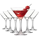 Classic Martini Glass Set of 6, Hand Blown 3.7 Ounce Cocktail Glasses, Perfect for Martini Cosmopolitan Gimlet Home Bar Party