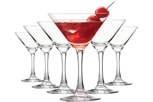MYKAGS Lot de 6 verres à martini classiques soufflés à la main, 105 ml, verres à cocktail en cristal pour martini, cosmos et gimlets – Parfait pour les bars à domicile, les fêtes et les cadeaux