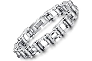 OSTAN Uomo Gioielli Acciaio Inossidabile Cinturino da Motociclista Bracciale Catena della Bicicletta Pesante Braccialetto Bangle