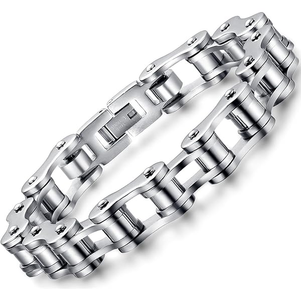 Bracciale Uomo A Catena Bicicletta In Acciaio Inox – Larghezza 12mm, Lunghezza 20cm – Stile Punk E Motociclista – Regalo Per Papà - 4