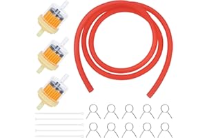 Tunejoy Kit Filtri Benzina di Moto con 1M Tubo Benzina 3 Pezzi Filtri Carburante 10 Pezzi Fascette Stringitubo per Moto, Scooter, ATV e Kart Dirt Bike Generatore Rosso