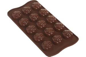 silikomart | SCG13 Moule en Silicone pour chocolats ROSE, antiadhésif, 15 chocolats, paquet de 1 Moule pour sucreries, Easy Choc, Ø 28 h 18 mm, Made in Italy