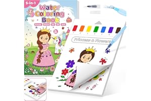 Hollyhi 5 Themes Water Colouring Books for Children Painting, Mess Free Magic Book Arts Crafts Watercolour Paint with Water Pen for Drawing, Educational Toys Gifts for 3 4 5 6 7 8 Year Old Kid (Girl)