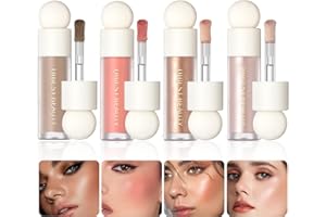 NIZIRIOO Fard Liquido Da 4 Pezzi, Stick per Contouring, Evidenziatore Liquido, Evidenziatore per Finitura Opaca, Evidenziatore per Fard, Stick per Rossetto, Evidenziatore per Contouring, Stick per Fard