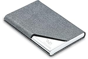 Waylipun Porte-Cartes de Visite Professionnel en Cuir synthétique et Acier Inoxydable - Garde Les Cartes de Visite en Parfait état - Porte-Cartes Fin en métal avec Fermeture magnétique, Gris