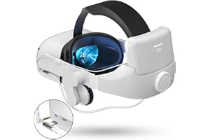 PWAYTEK Sangle de tête avec Casque pour Oculus Quest 2 8000 mAh Power Bank Prolonger la durée de Lecture, Cache-Oreilles et Remplacement Elite Strap Support de Confort amélioré et Immersion dans Le Jeu