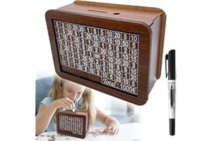 AVCXEC Spardose Holz - DIY Sparschwein - Spartruhe 17x12.5x7 cm, Sparbüchse mit zähler - Spardose für Mädchen Junge zur Taufe und Geburtstag - Spardose Kinder - Sparbox Sparziel 1000€