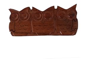 Purpledip Magic Wooden Puzzle Box '3 Wise Owls': Handmade Mystery Keepsake Gift (11059)