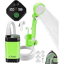 WADEO Kit Douche de Camping, Pompe de Douche Électrique Rechargeable