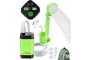 ‎WADEO WADEO Przenośny prysznic kempingowy do użytku na zewnątrz, mobilny prysznic zewnętrzny z głowicą prysznicową i wężem, na kemping, do podróży, ogrodu i mycia samochodu