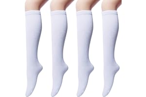 CHALIER COZY 4 Paia Calzettoni Donna in Cotone Calze Gambaletto, Calzini Lunghi Donna, Calzini Gambaletti di Coscia Retro Casual Socks Nero Taglia Unica