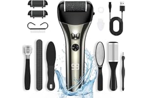 TOHOYARD Hornhautentferner Elektrisch, USB Wiederaufladbare IPX7 Wasserdichte Elektrischer Hornhautentferner mit 3 Walzen, Pediküre Set für rissige Fersen, Hornhaut, Abgestorbener