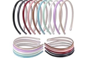 Nenjindz Skinny Leather Headbands Multiple Colour Plastic Alice Bands,10 PCS Thin Headbands Plain Hair Bands for Women Girls Slim Headbands Solid Simple Head bands
