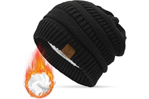 Durio Mütze Damen Winter Strickmütze Grobstrick Warme Beanie mit Innenfutter