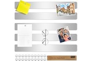 ‎WUKONG Wukong Magnettafel Memotafel 30x4mm, 5 Stück Selbstklebend Magnetleisten mit 20 Stück 5x3mm Neodym Magnete Stark für Büro, Pinnwand, Fotowand, Dokumente (Silber)