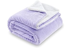 SOCHOW Waffle Sherpa Fleece Throw Blanket, Super Soft Fuzzy Warm, Lightweight Fluffy Reversible Plush Blanket for Bed Sofa Couch, 150cm×200cm Lilac