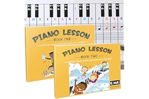 QMG Tabella delle note di pianoforte e tastiera e note a colori complete Lezione di musica per pianoforte e guida libro 1 e libro 2 per bambini e principianti; progettato e stampato negli Stati Uniti