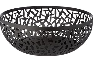 Alessi Cactus MSA04/29 B Centrotavola Portafrutta Traforato di Design, in Acciaio Colorato con Resina, Nero