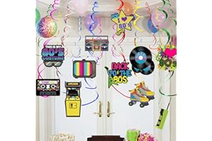 KILLIAN'S STORE 36 Stück 80er Deko, Deko 80er Jahre Party Luftschlangen Geburtstag HäNgende Wirbel Deko Spiralen Hippie Rock Neon Party Deko Hip Hop RüCkblick füR Erwachsene 80er Rock Hippie Disco Retro Partybedarf