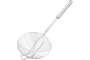 TENTA KITCHEN Latest Stainless Steel Spider Strainer Wire Strainer Skimmer Colander, Stainless steel Handle with hook (7 inch 1pc)