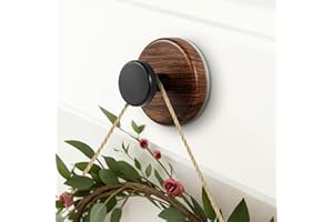 Siegvoll Lot de 2 crochets de porte pour couronne, sans perçage, réutilisables, à ventouse pour couronnes de porte, crochets de fenêtre décoratifs avec grain de bois pour Noël, Halloween, l'Avent