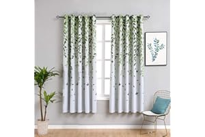 MYRU 2 Panels Set Leaves Bird Curtains Semi-Blackout Curtains for Kids Boys Childrens Room (2 x 46x54 Inch)
