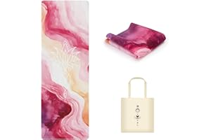 MicaYoung Travel Portable Suede Yoga Mat for Home Gym Hot Yoga Pilates Fitness Stretching, Tear-resistant Workout Mat with Carry Bag, 61W x 183L x 0.15 cm(1.5mm) Thick, 1.4Kg