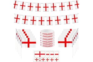 Abitoncc 21PCS St George's Day Decorations England Flags Bunting St Georges Flag Bunting Flags Euro Football Bunting England Bracelets England Flag Bunting St Georges Party Decorations