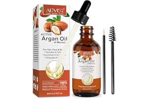 VXHDAG Olio di Argan del Marocco - Stimola la crescita dei capelli, cura della pelle, del corpo e del viso, protegge le unghie, non raffinato, 100% puro spremuto a freddo 60ML