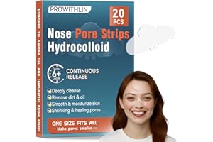 prowithlin 20 Tiras Puntos Negros Nariz – Nose Strips Hidrocoloides Suaves para Puntos Negros, Control de Grasa y Cuidado de Poros