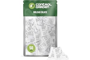 GROWMANIA.ES CONTROL GARDEN 50 Bolsas Antihumedad de 1gr de Gel de Silice | Bolsitas Eliminan Humedad y Malos Olores | Sobres Desecantes No Tóxico | Deshumidificador Natural