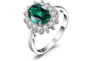 JewelryPalace Anillos Princesa Diana Kate Middleton Zafiro Esmeralda, Anillos de Compromiso Mujer Plata Oro 14k Oro Rosa, Alianzas, Joyería de Aniversario Personalizada