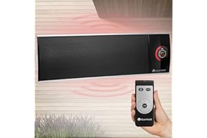 blumfeldt CosmicBeam Ultra - Radiateur Infrarouge, Chauffage terrasse, Chauffage électricque, Rayonnement Infrarouge, 2200 W, Classe de Protection IPX4, Montage Mural, Mode Eco, Noir