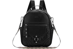 VASCHY Mochila Pequeña Mujer, Bolso Mochila de Cuero PU Mini Mochila Viaje de Moda Bolso de Bandolera Piel Casual Bolso Convertible en Mochila Cartera para Diario Trabajo Escolar