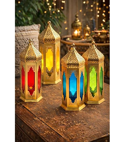 GiftCraftsWorld Premium Hanging Metal Mini Lantern Lights for