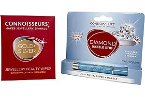 Connoisseurs Jewellery Cleaner Kit | Diamond Dazzle Stick & 6 Cleaning Cloth Wipes | Gold, Diamond, Platinum & Silver Jewellery Cleaner | Ring Cleaning