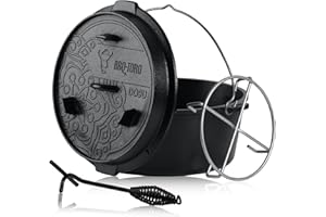‎BBQ-TORO BBQ-Toro Ultimate Dutch Oven mit PRO3+ Beschichtung |9,0 Liter (DO9U), Topf ohne Füße | bereits eingebrannt - preseasoned mit PRO3+ Verfahren | Gusseisen Kochtopf | Bräter mit Deckelheber
