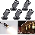 Small Recessed Mini Spotlight 5 Pack, 3W LED Ceiling Spotlight Mini Recessed LED Downlight 360°Rotate Aluminum Spot LED Set with Transformer Warm White for Wine Cabinet/Cupboard/Kitchen/Living Room