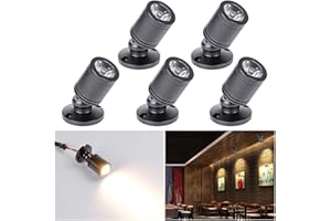AUDOR Small Recessed Mini Spotlight 5 Pack, 3W LED Ceiling Spotlight Mini Recessed LED Downlight 360°Rotate Aluminum Spot LED Set with Transformer Warm White for Wine Cabinet/Cupboard/Kitchen/Living Room